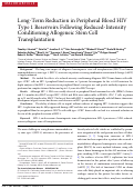 Cover page: Long-Term Reduction in Peripheral Blood HIV Type 1 Reservoirs Following Reduced-Intensity Conditioning Allogeneic Stem Cell Transplantation