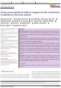 Cover page: Using care navigation to address caregiver burden in dementia: A qualitative case study analysis