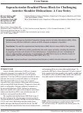 Cover page: Supraclavicular Brachial Plexus Block for Challenging&nbsp;Anterior Shoulder Dislocations: A Case Series