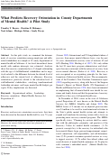 Cover page: What Predicts Recovery Orientation in County Departments of Mental Health? A Pilot Study