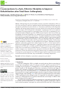 Cover page: Cryoneurolysis Is a Safe, Effective Modality to Improve Rehabilitation after Total Knee Arthroplasty.