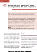 Cover page: Nutritional and dietary interventions to prolong renal allograft survival after kidney transplantation.