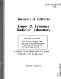 Cover page: A STUDY OF HYDROMAGNETIC WAVE PROPAGATION IN PLASMA