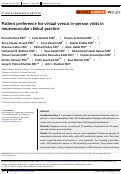 Cover page: Patient preference for virtual versus in-person visits in neuromuscular clinical practice.