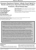 Cover page: Emergency Department Clinicians’ Attitudes Toward Opioid Use Disorder and Emergency Department-initiated Buprenorphine Treatment: A Mixed-Methods Study