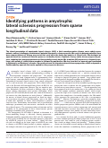 Cover page: Identifying patterns in amyotrophic lateral sclerosis progression from sparse longitudinal data.