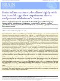 Cover page: Brain inflammation co-localizes highly with tau in mild cognitive impairment due to early-onset Alzheimer’s disease