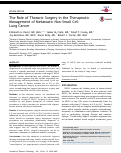 Cover page: The Role of Thoracic Surgery in the Therapeutic Management of Metastatic Non–Small Cell Lung&nbsp;Cancer