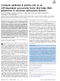 Cover page: Cockayne syndrome B protein acts as an ATP-dependent processivity factor that helps RNA polymerase II overcome nucleosome barriers