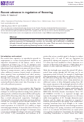 Cover page: Recent advances in regulation of flowering