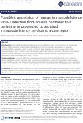 Cover page: Possible transmission of human immunodeficiency virus-1 infection from an elite controller to a patient who progressed to acquired immunodeficiency syndrome: a case report