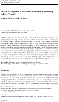 Cover page: Effects of Exposure to Part-Time Faculty on Community College Transfer