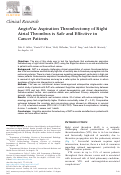 Cover page: AngioVac Aspiration Thrombectomy of Right Atrial Thrombus is Safe and Effective in Cancer Patients.