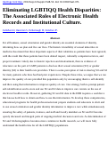 Cover page: Eliminating LGBTIQQ Health Disparities: The Associated Roles of Electronic Health Records and Institutional Culture