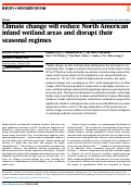 Cover page: Climate change will reduce North American inland wetland areas and disrupt their seasonal regimes