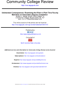 Cover page: Unintended Consequences Examining the Effect of Part-Time Faculty Members on Associate’s Degree Completion