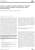 Cover page: Emotion Coregulation in Mother-Child Dyads: A Dynamic Systems Analysis of Children with and without Autism Spectrum Disorder.