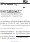 Cover page: When Is an Adolescent an Adult? Assessing Cognitive Control in Emotional and Nonemotional Contexts