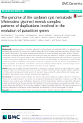 Cover page: The genome of the soybean cyst nematode (Heterodera glycines) reveals complex patterns of duplications involved in the evolution of parasitism genes