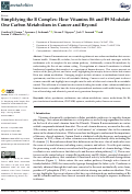 Cover page: Simplifying the B Complex: How Vitamins B6 and B9 Modulate One Carbon Metabolism in Cancer and Beyond