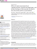 Cover page: Effect of maternal prenatal food supplementation, gestational weight gain, and breast-feeding on infant growth during the first 24 months of life in rural Vietnam.