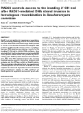 Cover page: RAD54 controls access to the invading 3′-OH end after RAD51-mediated DNA strand invasion in homologous recombination in Saccharomyces cerevisiae