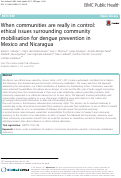 Cover page: When communities are really in control: ethical issues surrounding community mobilisation for dengue prevention in Mexico and Nicaragua.