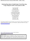 Cover page: Realizing Reproductive Health Equity Needs More Than Long-Acting Reversible Contraception (LARC).