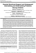 Cover page: Parental Emotional Support and Subsequent Internalizing and Externalizing Problems Among Children 