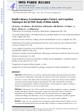 Cover page: Health literacy, sociodemographic factors, and cognitive training in the active study of older adults