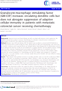 Cover page: Correction: Granulocyte-macrophage stimulating factor (GM-CSF) increases circulating dendritic cells but does not abrogate suppression of adaptive cellular immunity in patients with metastatic colorectal cancer receiving chemotherapy.