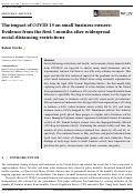 Cover page: The impact of COVID‐19 on small business owners: Evidence from the first three months after widespread social‐distancing restrictions