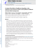 Cover page: A review of the effects of healthcare disparities on the experience and survival of ovarian cancer patients of different racial and ethnic backgrounds