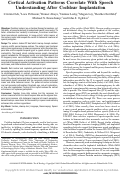 Cover page: Cortical Activation Patterns Correlate with Speech Understanding After Cochlear Implantation