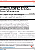 Cover page: Neutralizing and binding antibody responses to SARS-CoV-2 with hybrid immunity in pregnancy.