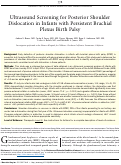 Cover page: Ultrasound Screening for Posterior Shoulder Dislocation in Infants with Persistent Brachial Plexus Birth Palsy