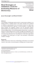 Cover page: Rival Strategies of Validation: Tools for Evaluationg Measures of Democracy