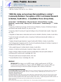 Cover page: With this study, we have hope that something is coming: community members perceptions of HIV cure-related research in Durban, South Africa - a qualitative focus group study.