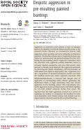 Cover page: Despotic aggression in pre-moulting painted buntings