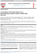 Cover page: Crosswalking Four Pain Impact Measures in a Nationally Representative Sample of Adults with Back Pain