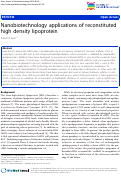 Cover page: Nanobiotechnology applications of reconstituted high density lipoprotein