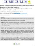 Cover page: An Ultrasound-Guided Regional Anesthesia Elective for Emergency Medicine Residents