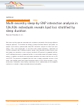 Cover page: Multi-ancestry sleep-by-SNP interaction analysis in 126,926 individuals reveals lipid loci stratified by sleep duration