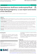 Cover page: Spontaneous skull base cerebrospinal fluid leak during pregnancy: a case report and review of the literature