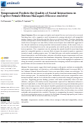 Cover page: Temperament Predicts the Quality of Social Interactions in Captive Female Rhesus Macaques (Macaca mulatta)