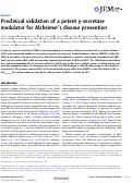 Cover page: Preclinical validation of a potent γ-secretase modulator for Alzheimer’s disease prevention