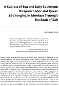 Cover page: A Subject of Sea and Salty Sediment: Diasporic Labor and Queer (Be)longing in Monique Truong’s <em>The Book of Salt</em>