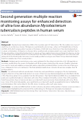 Cover page: Second generation multiple reaction monitoring assays for enhanced detection of ultra-low abundance Mycobacterium tuberculosis peptides in human serum