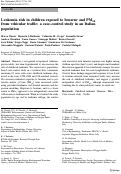 Cover page: Leukemia risk in children exposed to benzene and PM10 from vehicular traffic: a case–control study in an Italian population