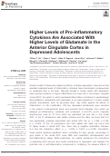 Cover page: Higher Levels of Pro-inflammatory Cytokines Are Associated With Higher Levels of Glutamate in the Anterior Cingulate Cortex in Depressed Adolescents.